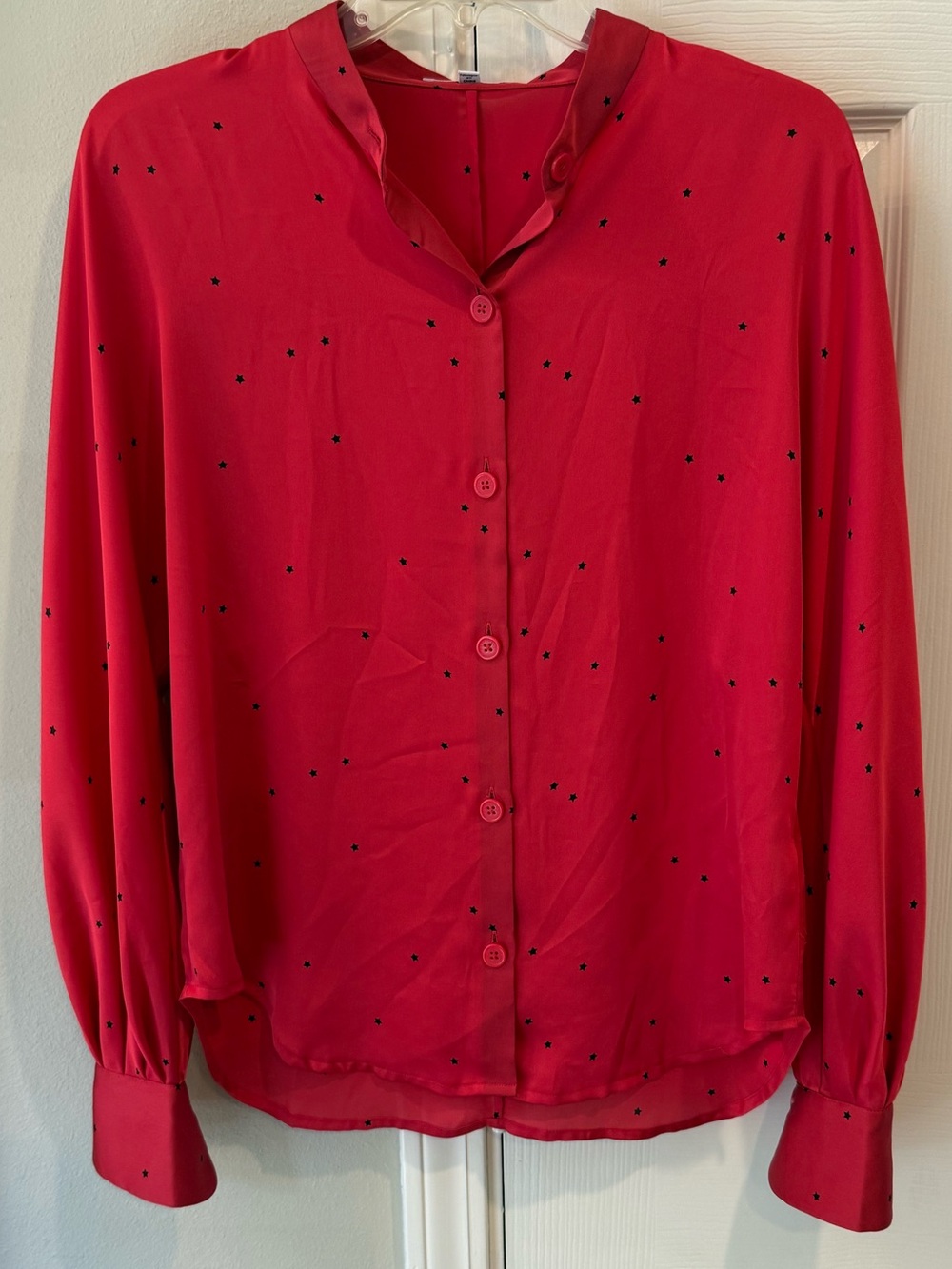Equipment Femme Medium Red  With Stars Relaxed Fit Blouse